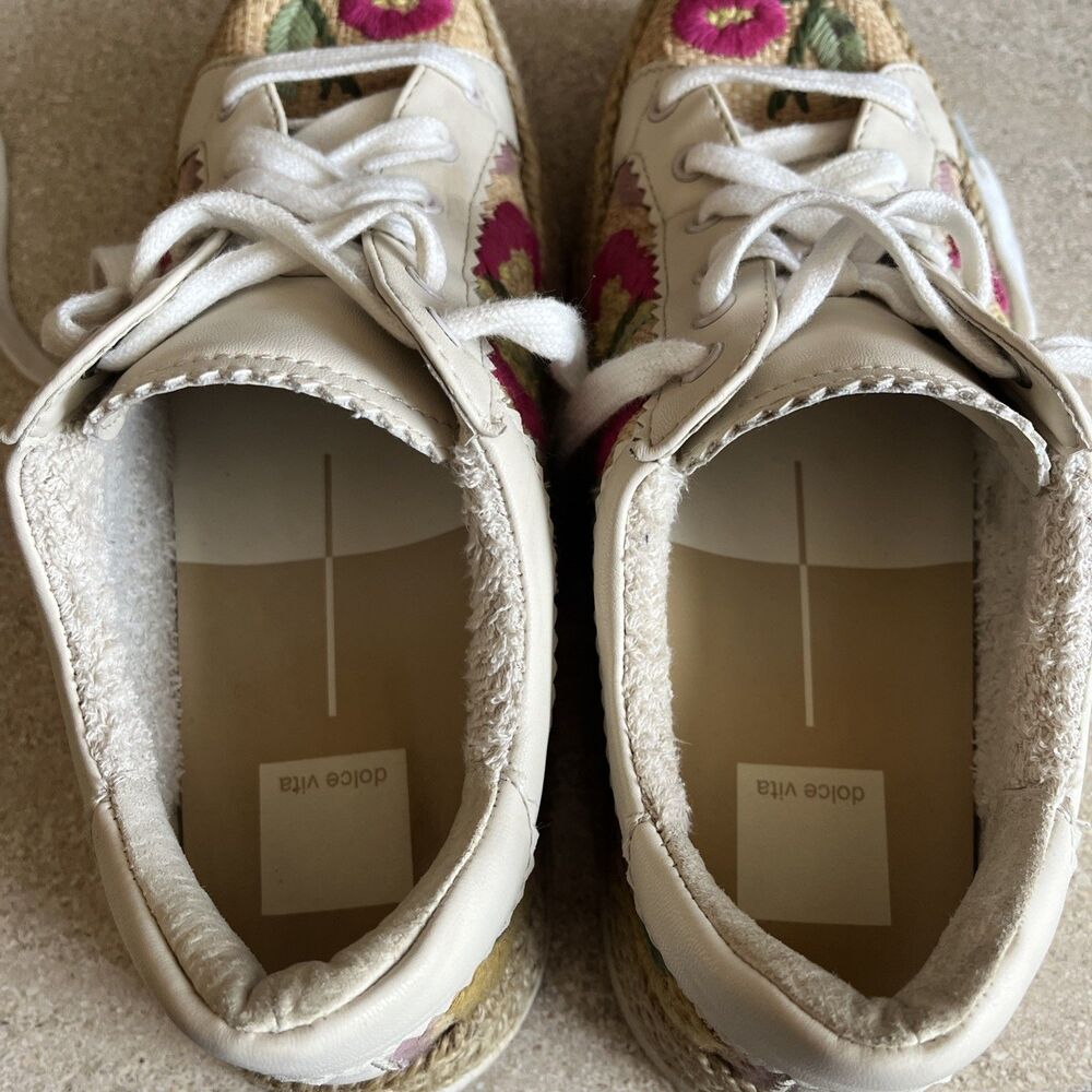 Dolce Vita Azalia Floral Raffia Sneakers Women’s Size 7.5 Lace Up Casual Shoes - Picture 11 of 13